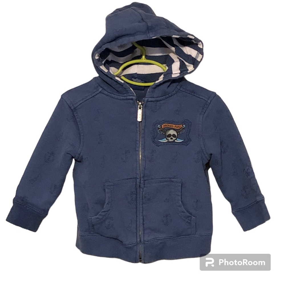 Disney Captain Bones Anchors Away Toddler Nautical Zip Up Hoodie Size 2T - Picture 1 of 9